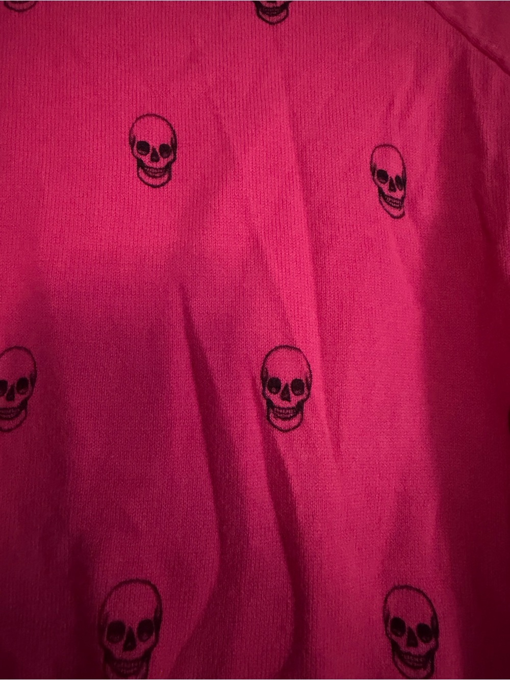 Torrid 1 Plus Size 1X Hot Pink Skull Print Crewneck Sweater Goth Punk Cotton - Picture 6 of 8